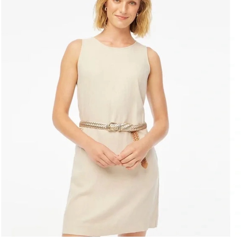 J Crew Linen-blend shift mini dress